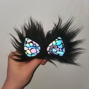 Kritterklips alien vs purrrrader rainbow reflective cat ears